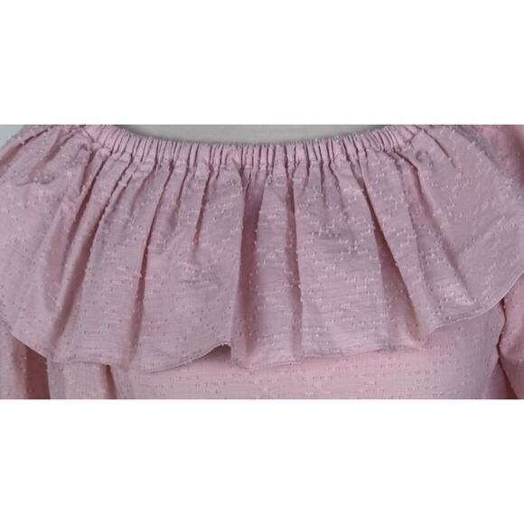 MICHAEL Michael Kors XS Peach Pink Hobnail Off Shoulder 3/4 Sleeve Shirt - Picture 3 of 10